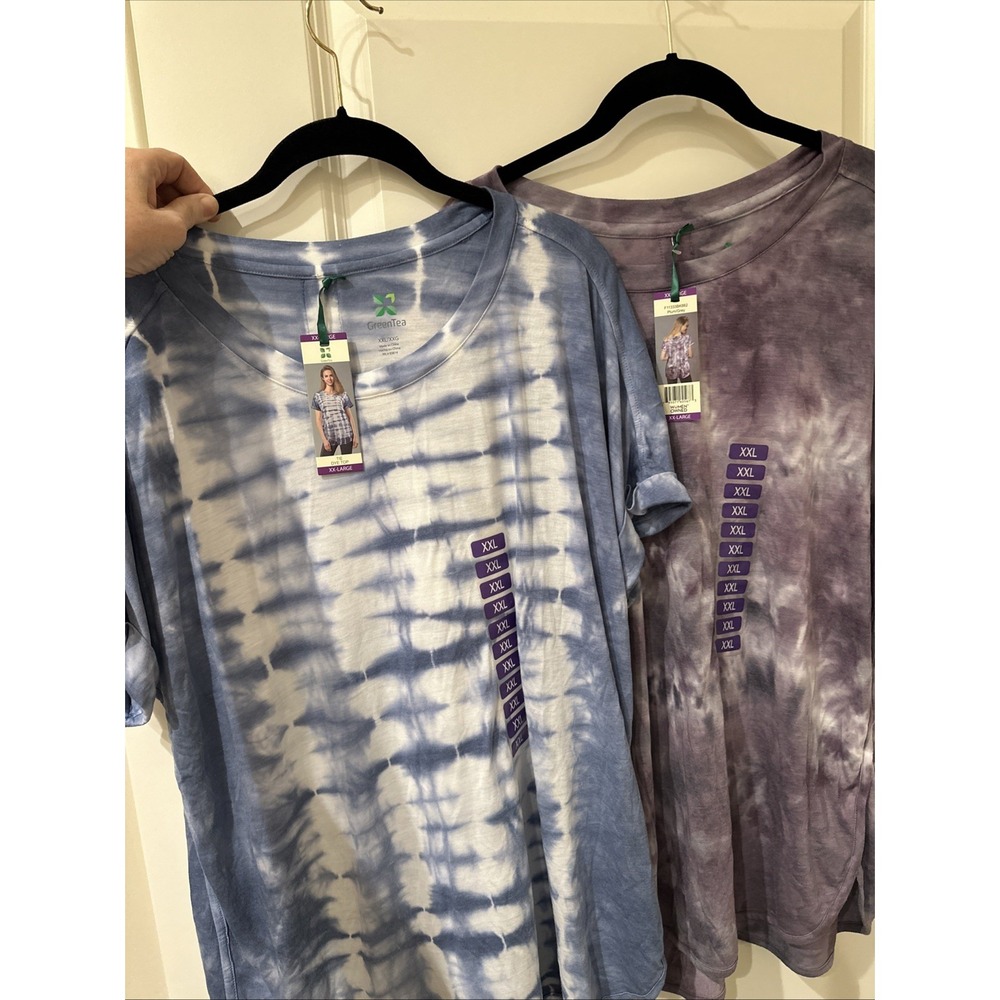 !! SOLD !! Lot of 2 Green Tea Tie‎ Dye Short Sleeve Tops Women's XXL NWT Boho